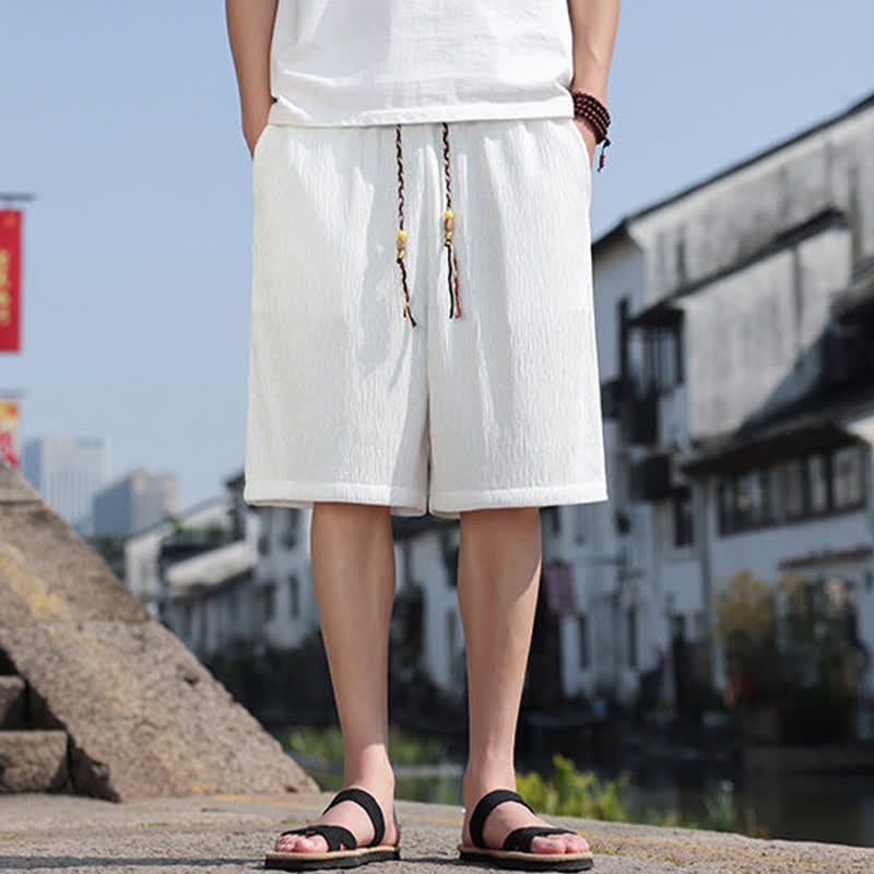 Buddha Stones Pantaloncini Bermuda estivi casual con coulisse, tinta unita, da uomo, gamba dritta, con tasche. - image 2
