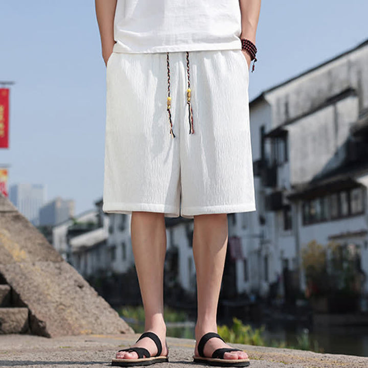 Buddha Stones Pantaloncini Bermuda estivi casual con coulisse, tinta unita, da uomo, gamba dritta, con tasche. - image 2