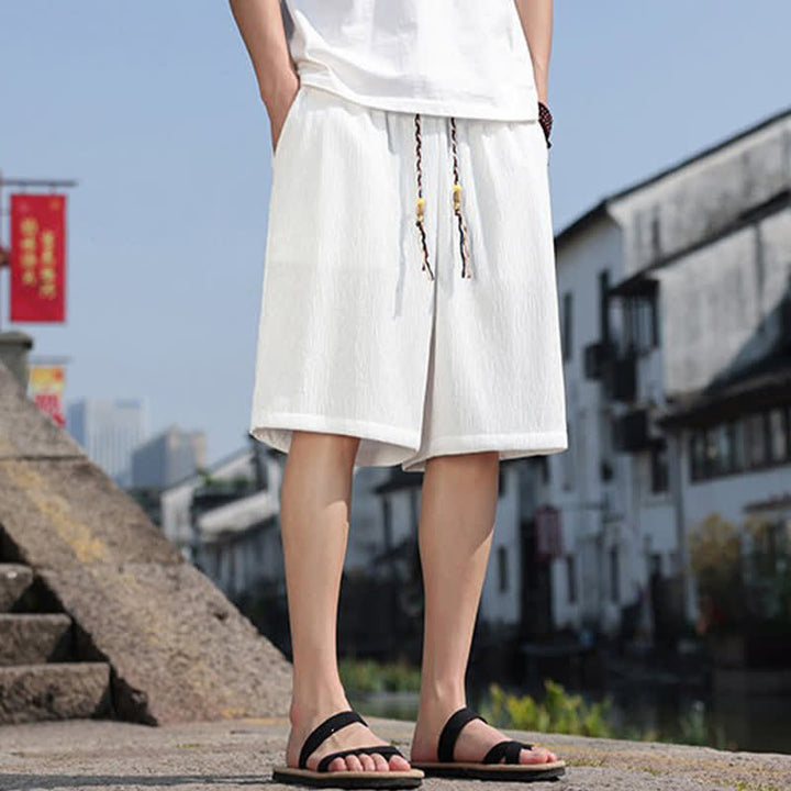 Buddha Stones Pantaloncini Bermuda estivi casual con coulisse, tinta unita, da uomo, gamba dritta, con tasche. - image 1