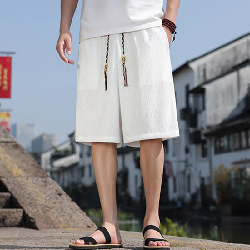 Buddha Stones Pantaloncini Bermuda estivi casual con coulisse, tinta unita, da uomo, gamba dritta, con tasche. - image 6