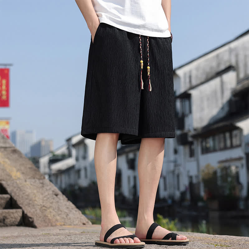 Buddha Stones Pantaloncini Bermuda estivi casual con coulisse, tinta unita, da uomo, gamba dritta, con tasche. - image 11