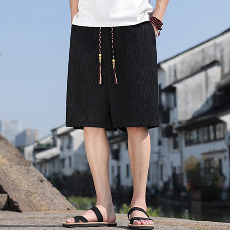 Buddha Stones Pantaloncini Bermuda estivi casual con coulisse, tinta unita, da uomo, gamba dritta, con tasche. - image 13