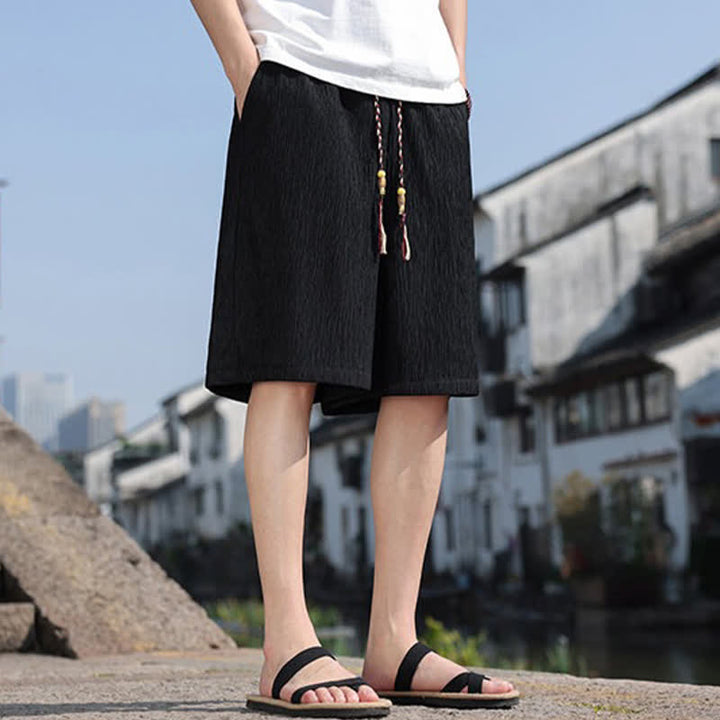 Buddha Stones Pantaloncini Bermuda estivi casual con coulisse, tinta unita, da uomo, gamba dritta, con tasche. - image 14
