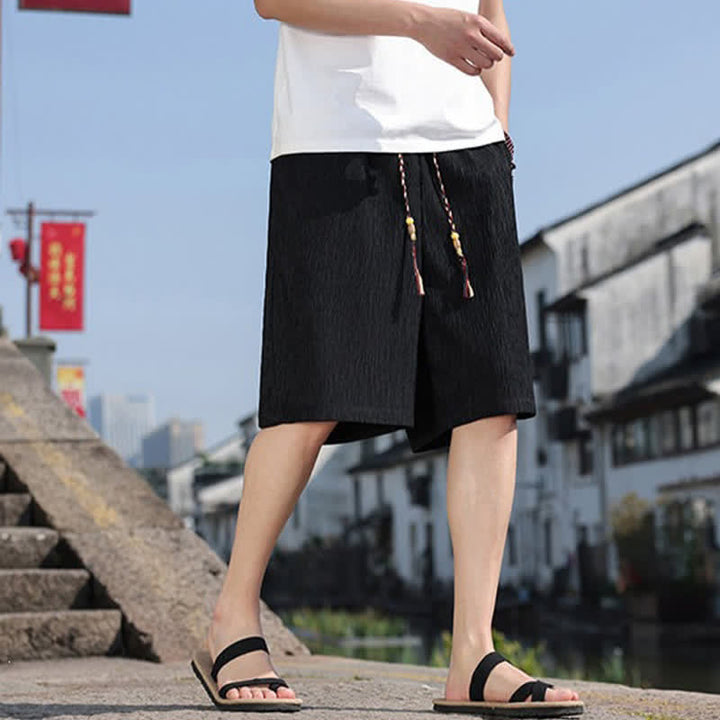 Buddha Stones Pantaloncini Bermuda estivi casual con coulisse, tinta unita, da uomo, gamba dritta, con tasche. - image 10