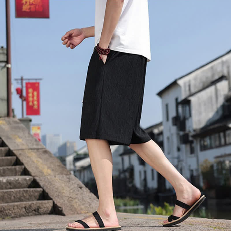Buddha Stones Pantaloncini Bermuda estivi casual con coulisse, tinta unita, da uomo, gamba dritta, con tasche. - image 16