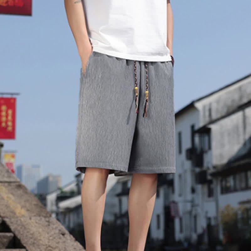 Buddha Stones Pantaloncini Bermuda estivi casual con coulisse, tinta unita, da uomo, gamba dritta, con tasche. - Argento - US/UK/AU46, EU56 (5XL) - image 18