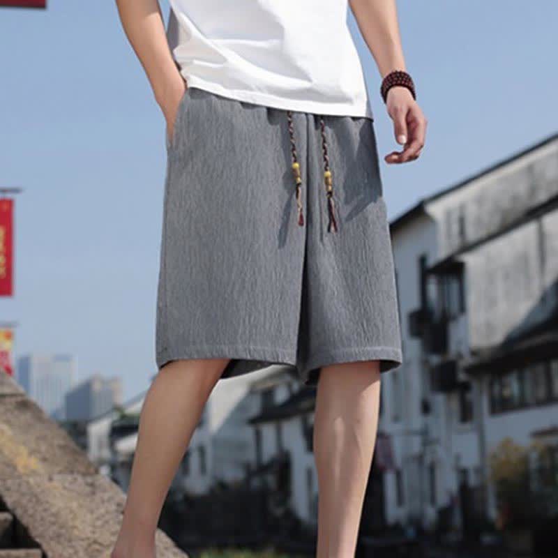 Buddha Stones Pantaloncini Bermuda estivi casual con coulisse, tinta unita, da uomo, gamba dritta, con tasche. - image 21