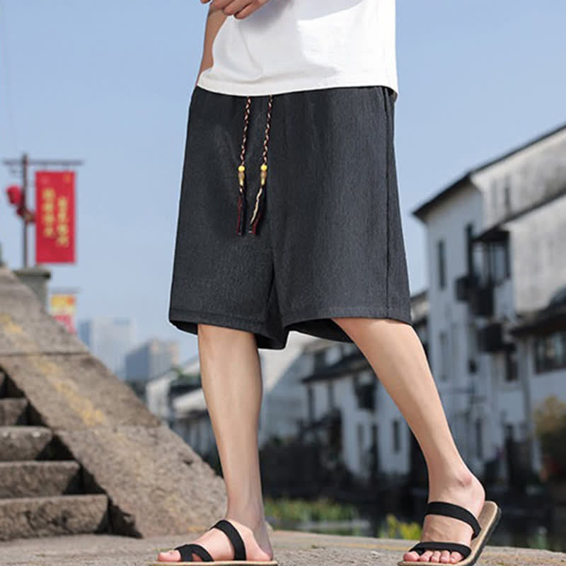 Buddha Stones Pantaloncini Bermuda estivi casual con coulisse, tinta unita, da uomo, gamba dritta, con tasche. - image 31