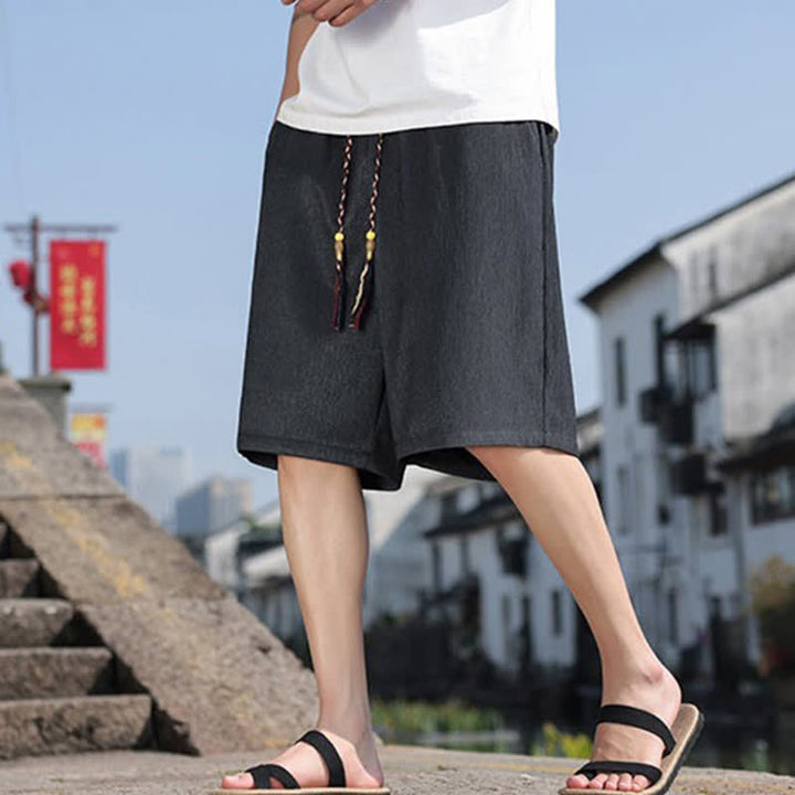 Buddha Stones Pantaloncini Bermuda estivi casual con coulisse, tinta unita, da uomo, gamba dritta, con tasche. - image 31
