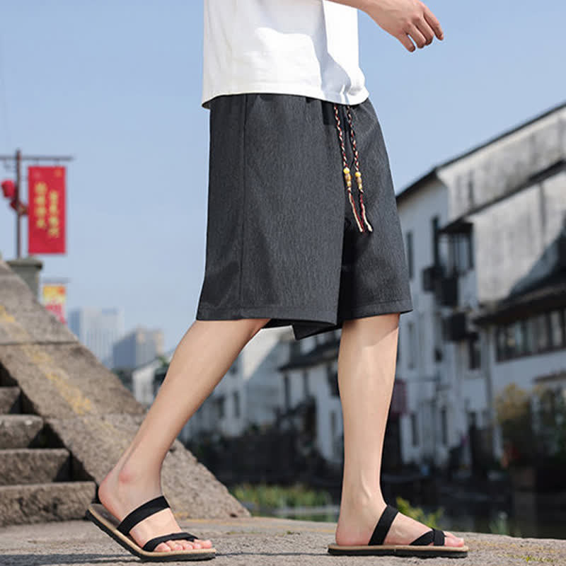 Buddha Stones Pantaloncini Bermuda estivi casual con coulisse, tinta unita, da uomo, gamba dritta, con tasche. - image 35
