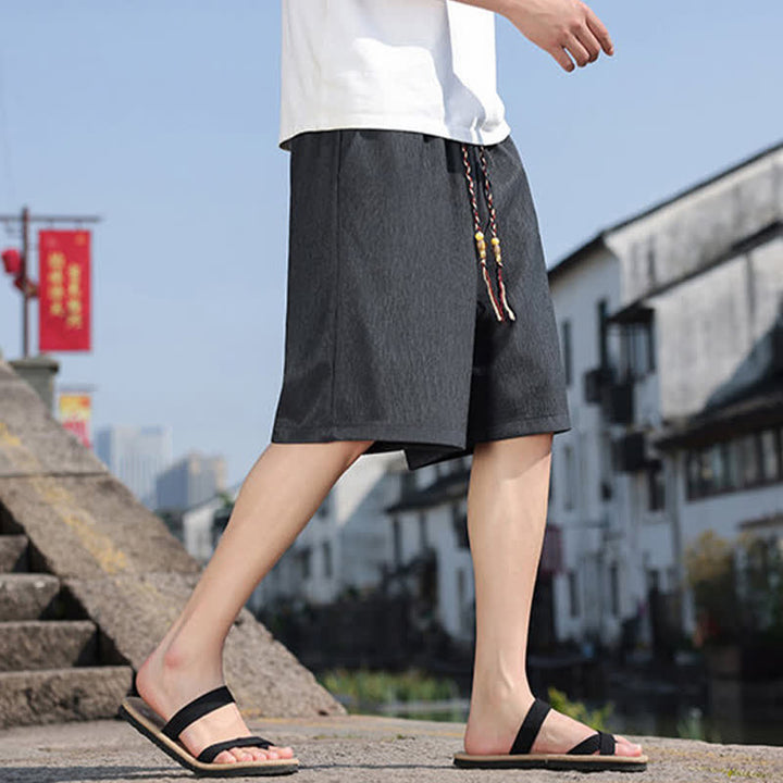 Buddha Stones Pantaloncini Bermuda estivi casual con coulisse, tinta unita, da uomo, gamba dritta, con tasche. - image 35