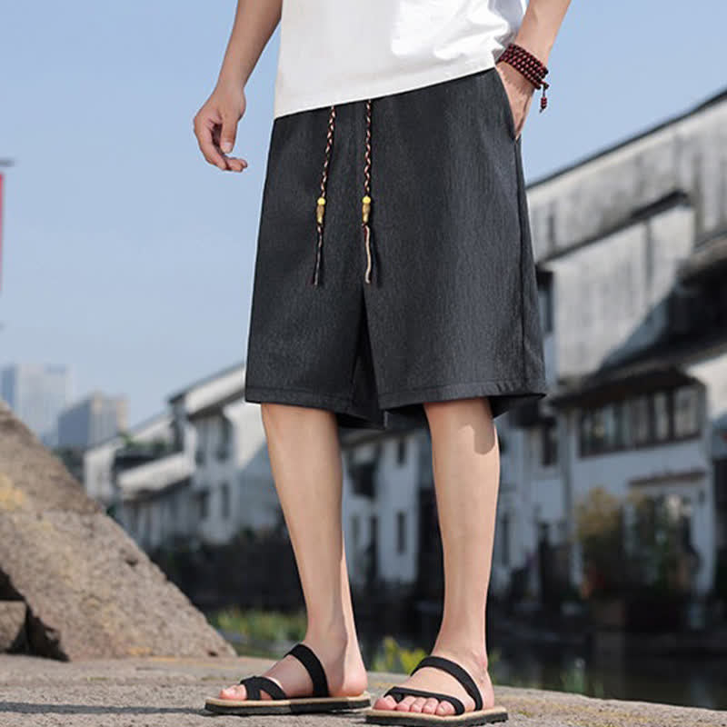 Buddha Stones Pantaloncini Bermuda estivi casual con coulisse, tinta unita, da uomo, gamba dritta, con tasche. - image 32