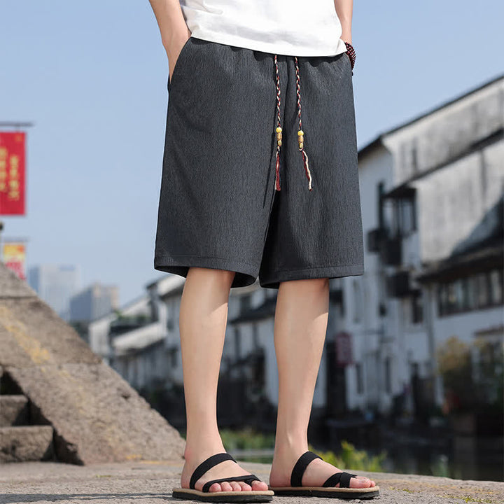 Buddha Stones Pantaloncini Bermuda estivi casual con coulisse, tinta unita, da uomo, gamba dritta, con tasche. - image 30