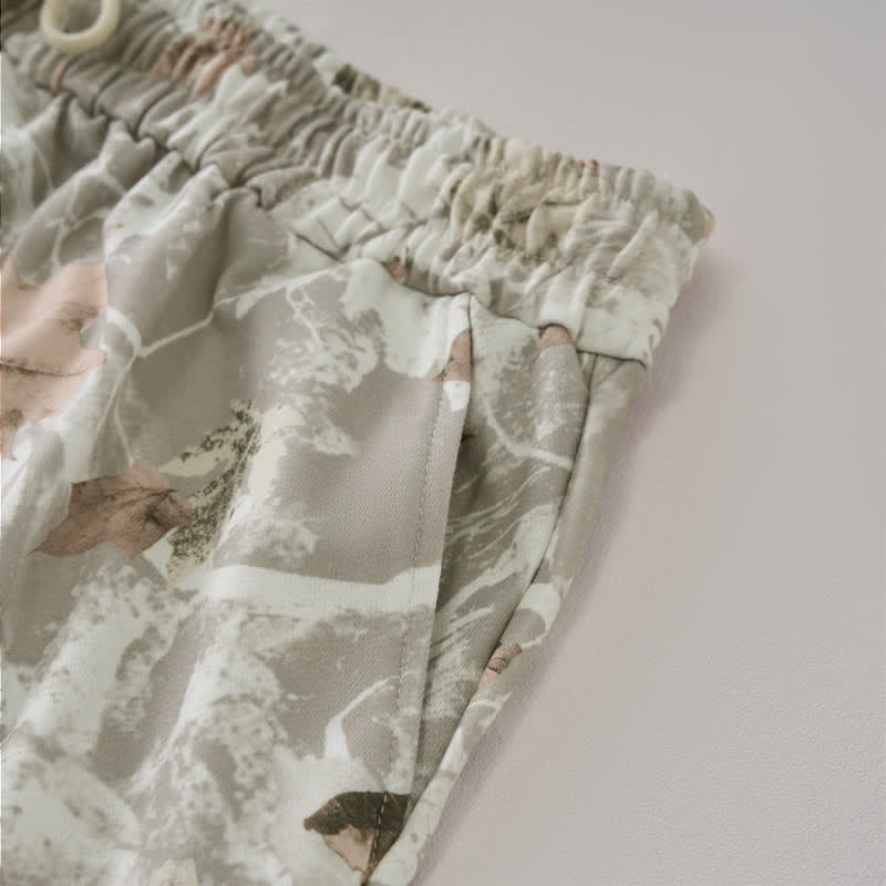 Buddha Stones Pantaloncini da donna estivi casual con coulisse e stampa astratta a foglia d'acero, con tasca. - image 8