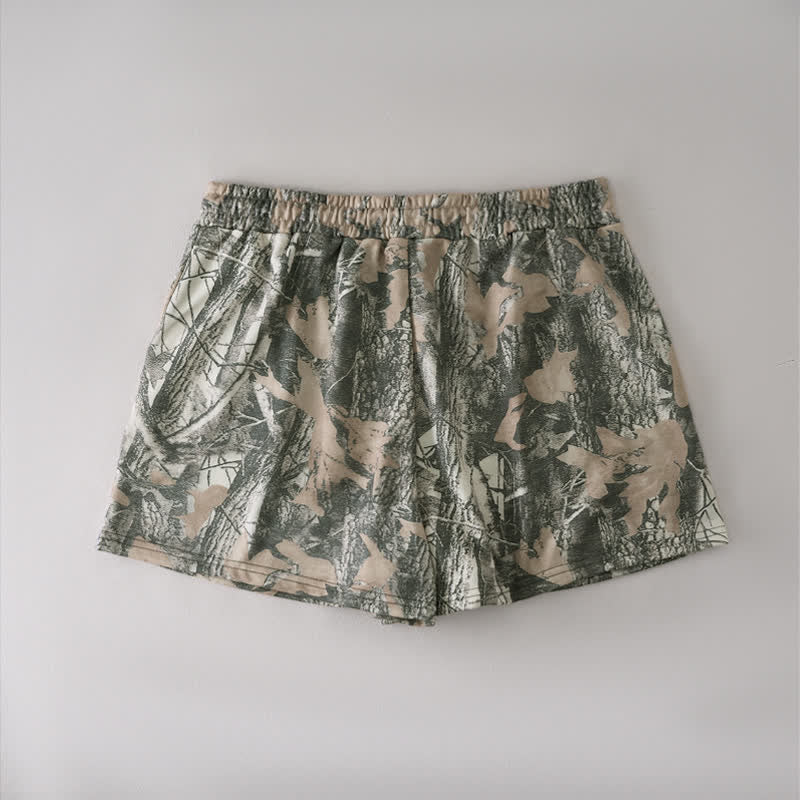 Buddha Stones Pantaloncini da donna estivi casual con coulisse e stampa astratta a foglia d'acero, con tasca. - image 11