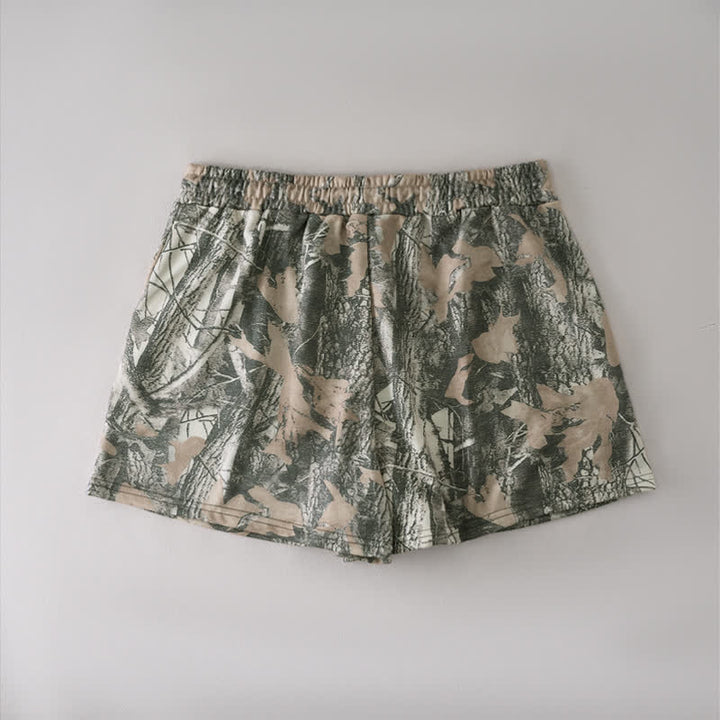 Buddha Stones Pantaloncini da donna estivi casual con coulisse e stampa astratta a foglia d'acero, con tasca. - image 11