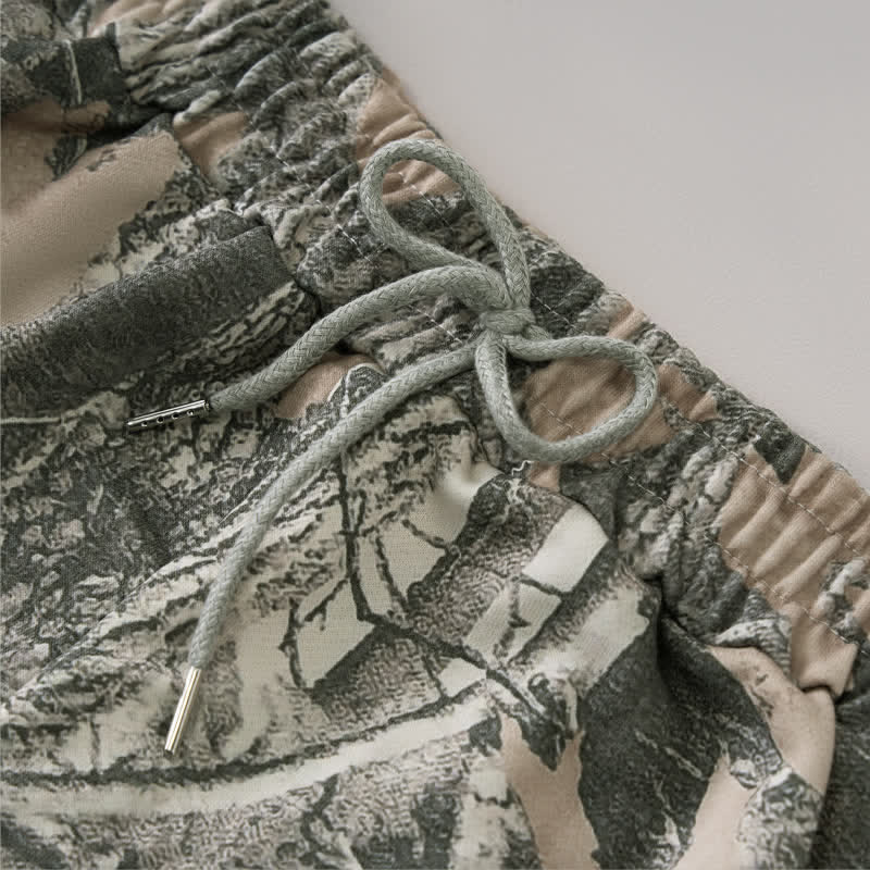 Buddha Stones Pantaloncini da donna estivi casual con coulisse e stampa astratta a foglia d'acero, con tasca. - image 12