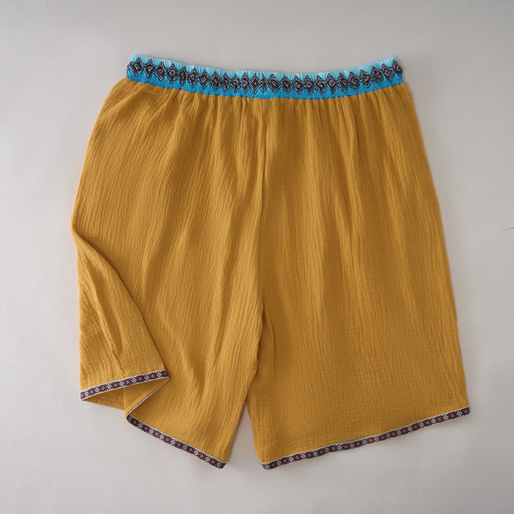 Buddha Stones Pantaloncini Bermuda da uomo estivi, stile boho casual, con coulisse e motivo geometrico, gamba dritta e tasche. - image 11