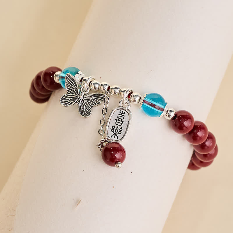 Buddha Stones Braccialetto "Amore" con farfalla in rame e cinabro - image 3
