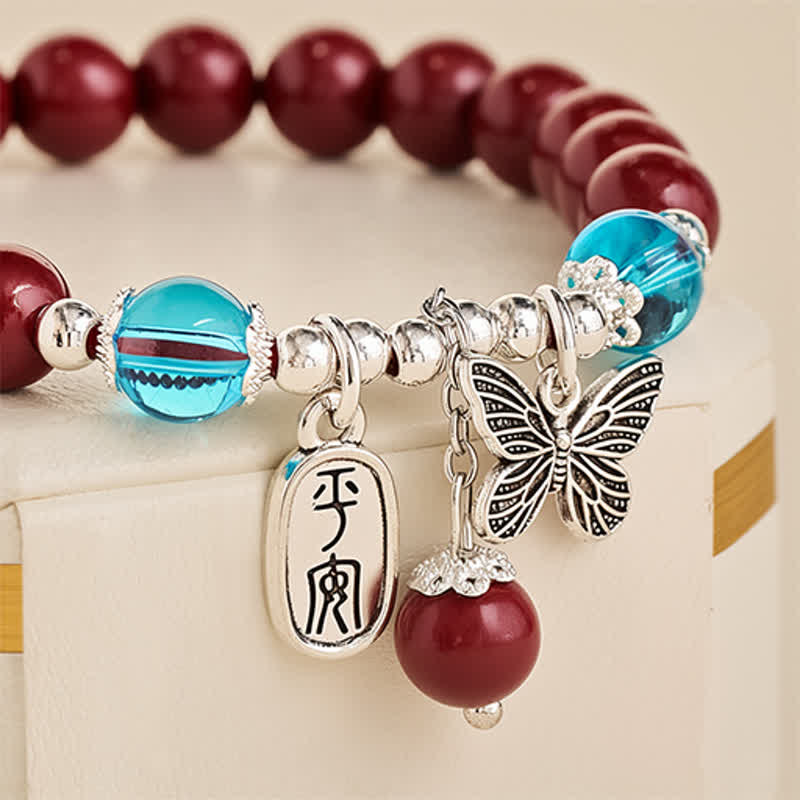 Buddha Stones Braccialetto "Amore" con farfalla in rame e cinabro - image 4