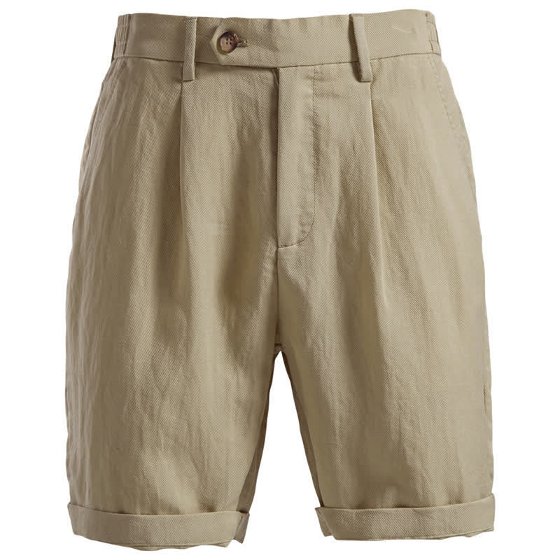 Buddha Stones Pantaloncini Bermuda estivi casual classici con cerniera e bottone, gamba dritta e tasche, da uomo. - Tan - US/UK/AU42, EU52 (2XL) - image 0