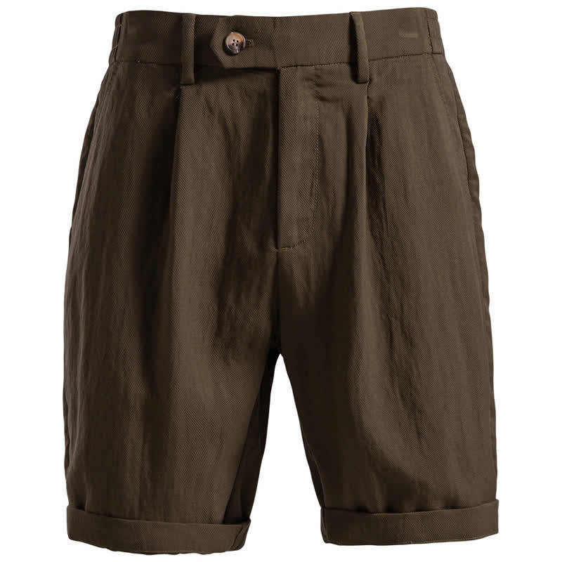 Pantaloncini Bermuda da uomo, modello classico estivo casual con cerniera e bottoni, con tasche, Buddha Stones. - Marrone sella - US/UK/AU42，EU52 (2XL) - image 22