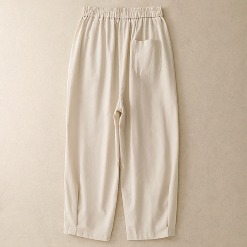 Buddha Stones Pantaloni corti da donna casual primavera estate con bottoni decorativi, modello harem con tasche. - image 1