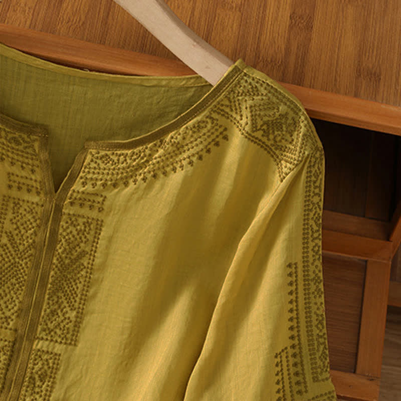 Buddha Stones T-shirt da donna a maniche corte, stile boho casual estivo, con ricami geometrici. - image 15