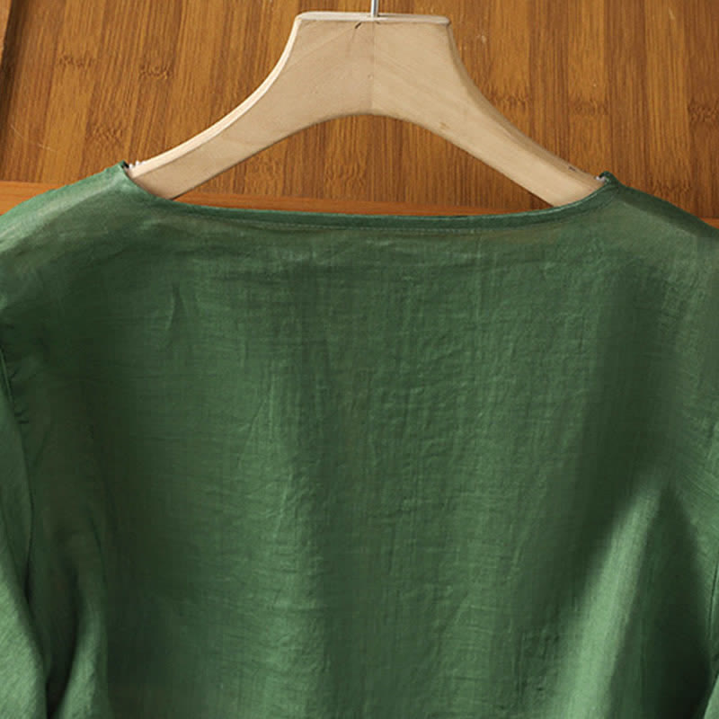 Buddha Stones T-shirt da donna a maniche corte, stile boho casual estivo, con ricami geometrici. - image 9