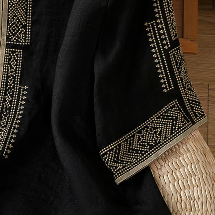 Buddha Stones T-shirt da donna a maniche corte, stile boho casual estivo, con ricami geometrici. - image 5