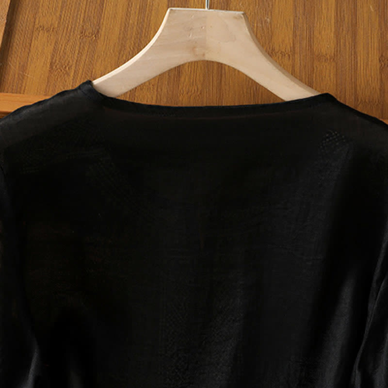 Buddha Stones T-shirt da donna a maniche corte, stile boho casual estivo, con ricami geometrici. - image 3