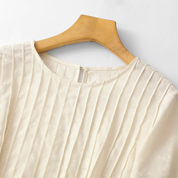 Buddha Stones T-shirt da donna a maniche corte, elegante, plissettata, tinta unita, per l'estate. - image 12