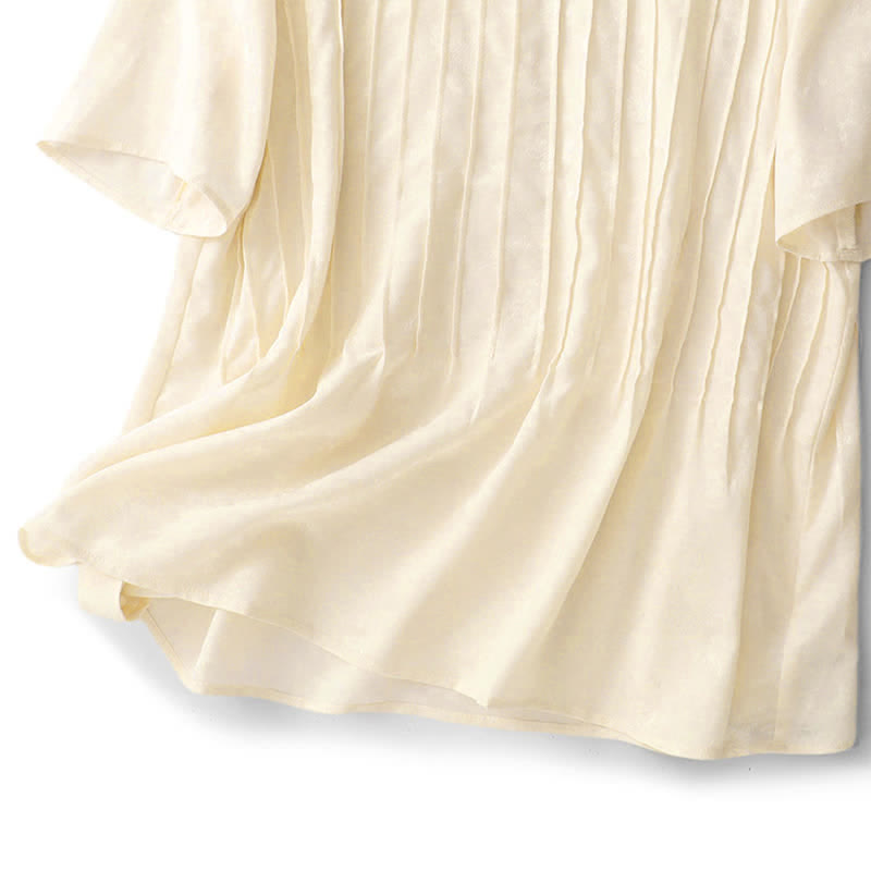 Buddha Stones T-shirt da donna a maniche corte, elegante, plissettata, tinta unita, per l'estate. - image 16