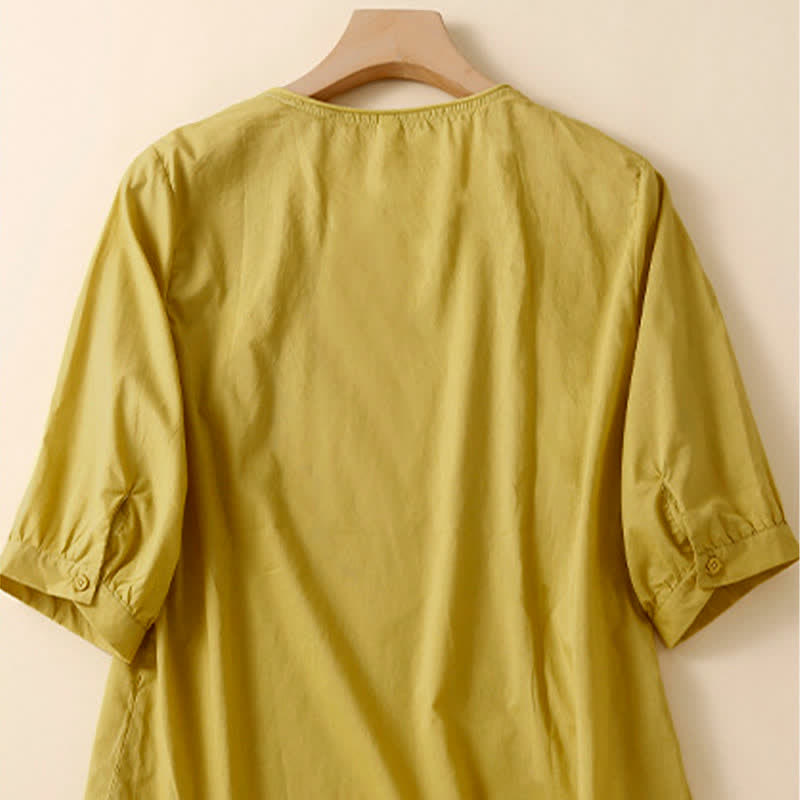 Buddha Stones T-shirt da donna a maniche corte, girocollo, con ricamo floreale, ideale per l'estate. - image 7