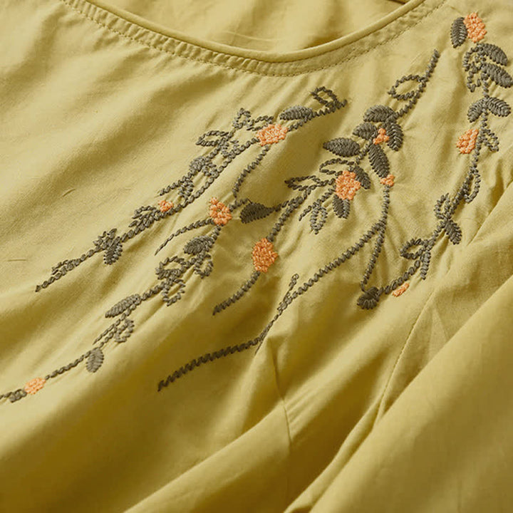 Buddha Stones T-shirt da donna a maniche corte, girocollo, con ricamo floreale, ideale per l'estate. - image 9