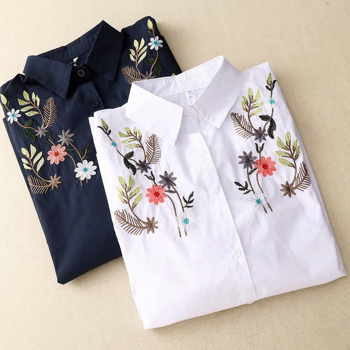 Buddha Stones Camicia da donna a maniche corte in stile boho con ricami floreali, ideale per la primavera/estate. - image 16