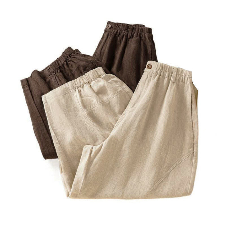 Buddha Stones Pantaloni harem da donna estivi casual, a tinta unita, corti, con elastico in vita e tasche. - image 17