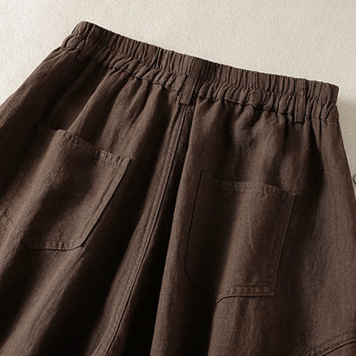 Buddha Stones Pantaloni harem da donna estivi casual, a tinta unita, corti, con elastico in vita e tasche. - image 14