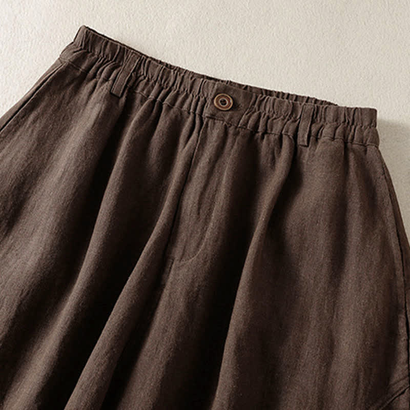 Buddha Stones Pantaloni harem da donna estivi casual, a tinta unita, corti, con elastico in vita e tasche. - image 11