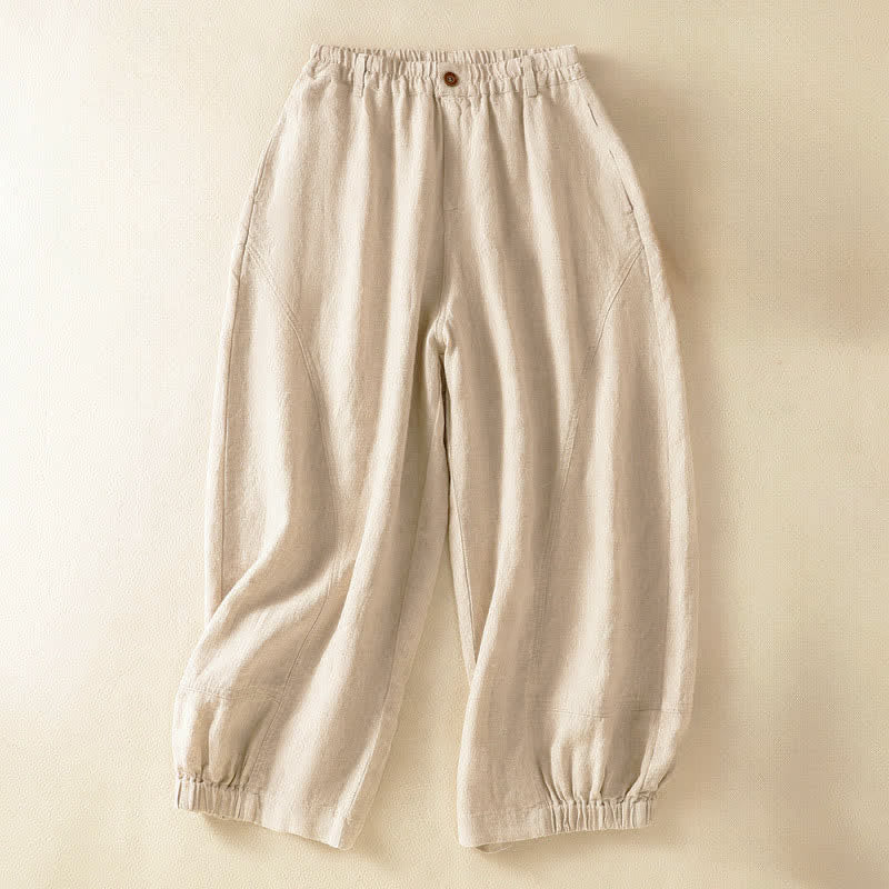 Buddha Stones Pantaloni harem da donna estivi casual, a tinta unita, corti, con elastico in vita e tasche. - Biancheria - US8-10, UK/AU12-14, EU40-42 (2XL) - image 0
