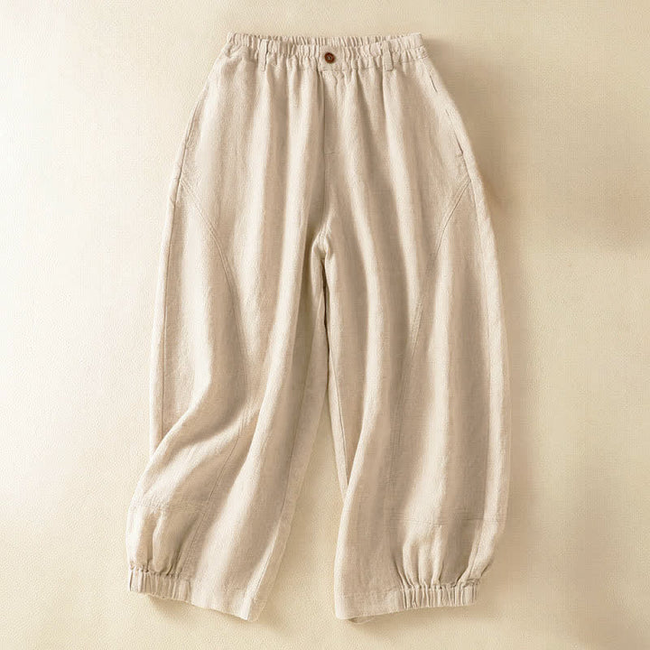 Buddha Stones Pantaloni harem da donna estivi casual, a tinta unita, corti, con elastico in vita e tasche. - Biancheria - US8-10, UK/AU12-14, EU40-42 (2XL) - image 0
