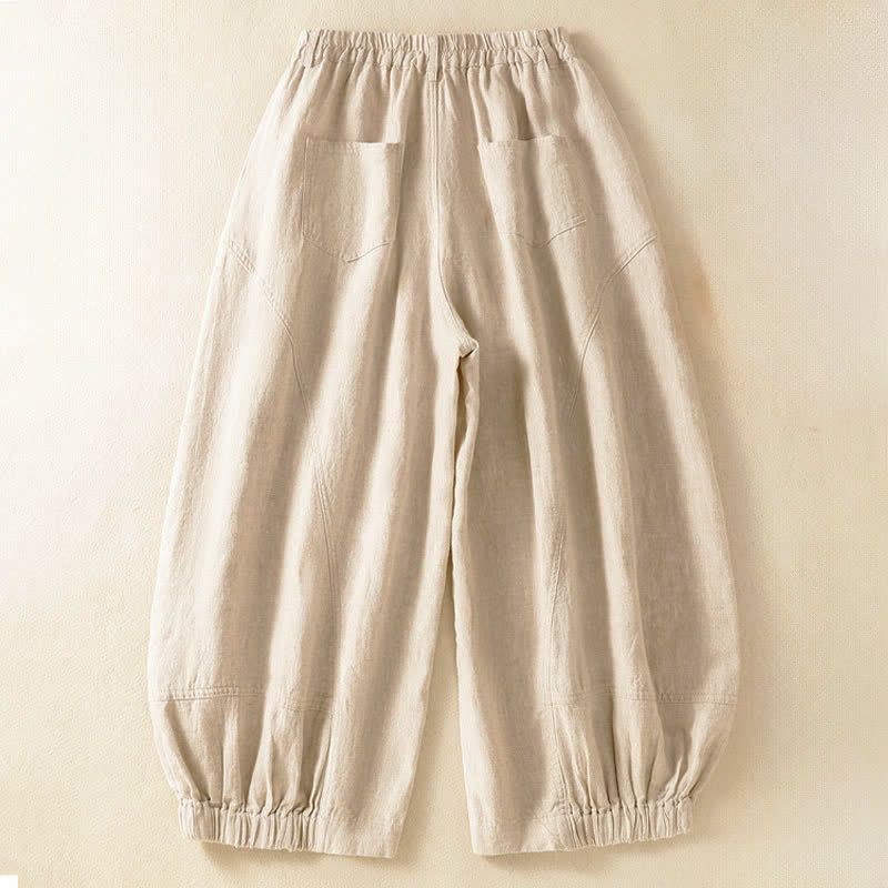 Buddha Stones Pantaloni harem da donna estivi casual, a tinta unita, corti, con elastico in vita e tasche. - image 1