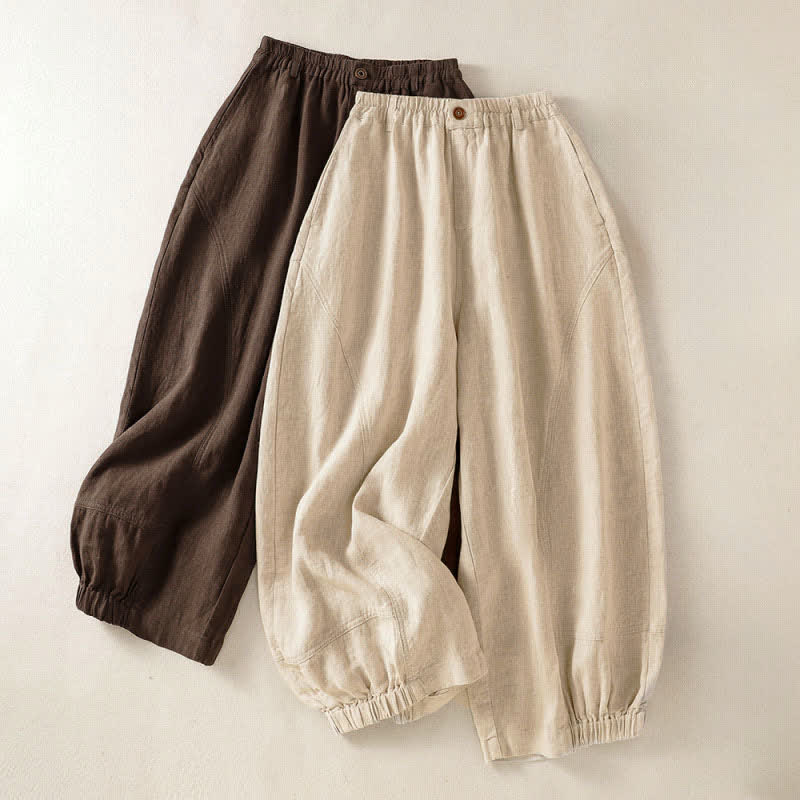 Buddha Stones Pantaloni harem da donna estivi casual, a tinta unita, corti, con elastico in vita e tasche. - image 16