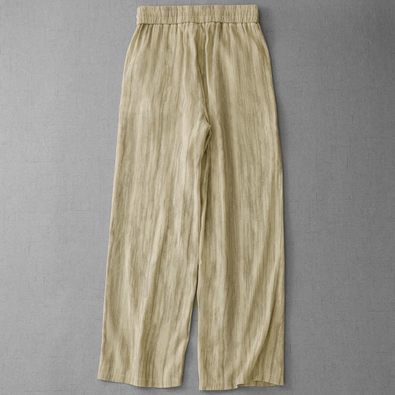 Buddha Stones Pantaloni estivi casual da donna a gamba dritta con coulisse, a righe e vita elasticizzata, con tasche. - image 6