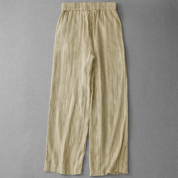 Buddha Stones Pantaloni estivi casual da donna a gamba dritta con coulisse, a righe e vita elasticizzata, con tasche. - image 6