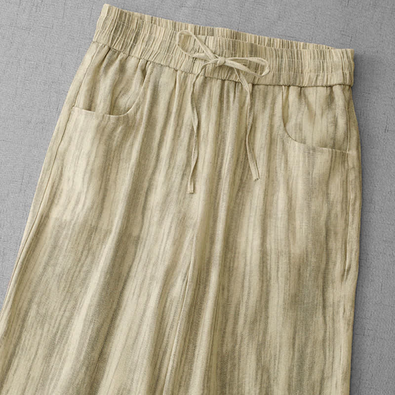 Buddha Stones Pantaloni estivi casual da donna a gamba dritta con coulisse, a righe e vita elasticizzata, con tasche. - image 8
