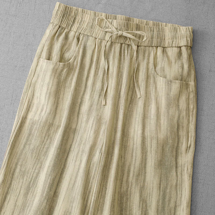 Buddha Stones Pantaloni estivi casual da donna a gamba dritta con coulisse, a righe e vita elasticizzata, con tasche. - image 8