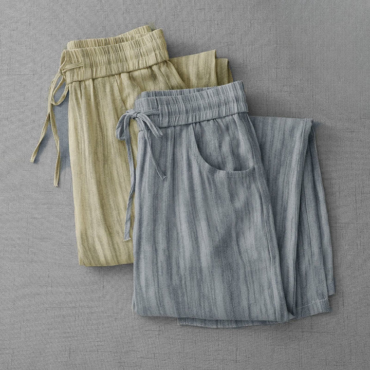 Buddha Stones Pantaloni estivi casual da donna a gamba dritta con coulisse, a righe e vita elasticizzata, con tasche. - image 15