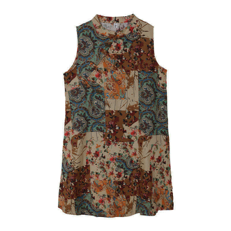Buddha Stones Abito estivo da donna senza maniche con stampa floreale paisley e tasche. - image 12