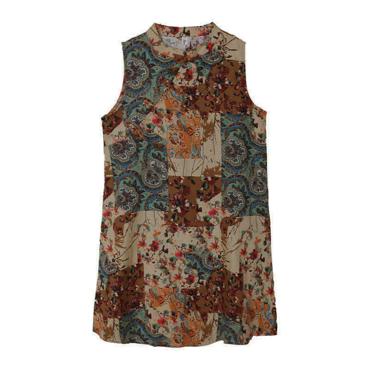 Buddha Stones Abito estivo da donna senza maniche con stampa floreale paisley e tasche. - image 12